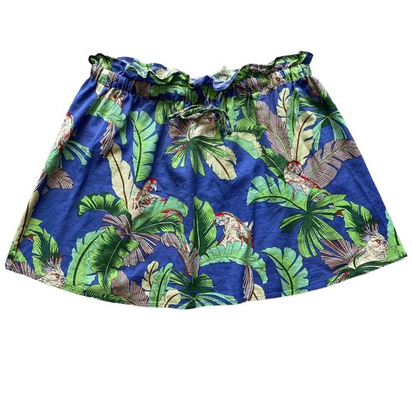 ASOS Linen Mini Skirt Women's Plus Size 18 Parrot Tropical Floral Print - Picture 6 of 9